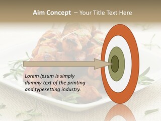 Pile Of Barbecued Chicken Kebab Appetizers On A Plate PowerPoint Template