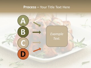 Pile Of Barbecued Chicken Kebab Appetizers On A Plate PowerPoint Template