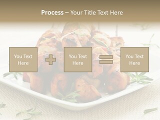 Pile Of Barbecued Chicken Kebab Appetizers On A Plate PowerPoint Template