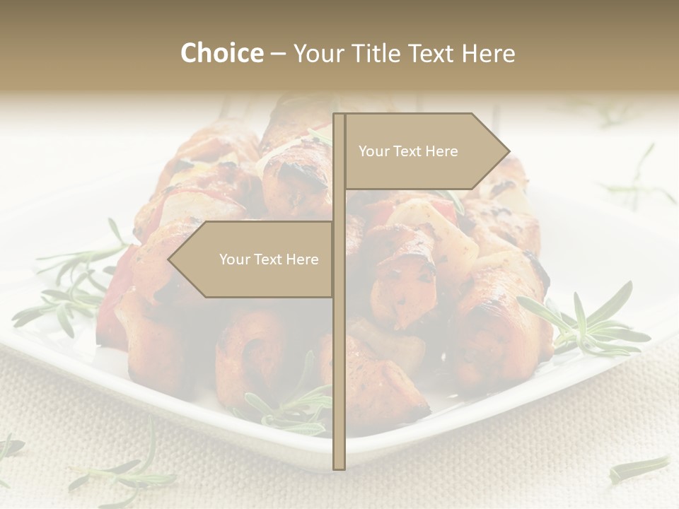 Pile Of Barbecued Chicken Kebab Appetizers On A Plate PowerPoint Template