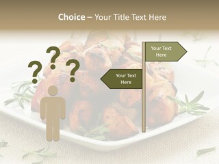 Pile Of Barbecued Chicken Kebab Appetizers On A Plate PowerPoint Template