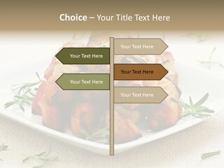 Pile Of Barbecued Chicken Kebab Appetizers On A Plate PowerPoint Template