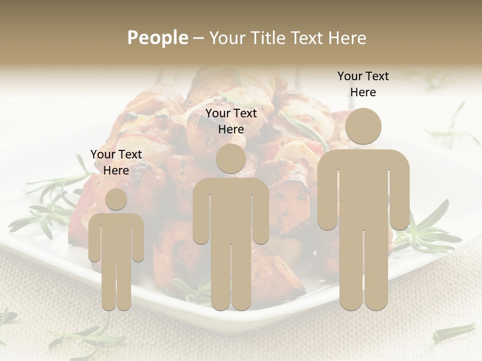 Pile Of Barbecued Chicken Kebab Appetizers On A Plate PowerPoint Template