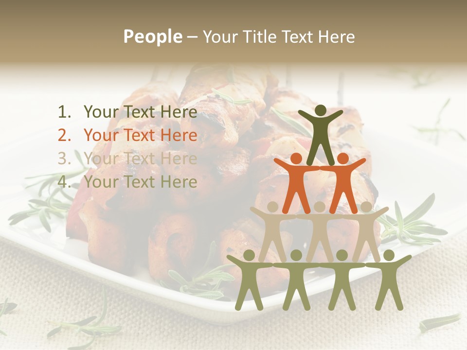 Pile Of Barbecued Chicken Kebab Appetizers On A Plate PowerPoint Template