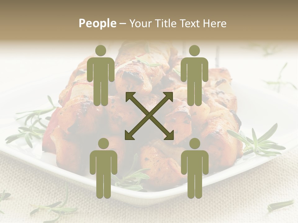 Pile Of Barbecued Chicken Kebab Appetizers On A Plate PowerPoint Template
