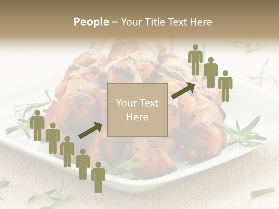 Pile Of Barbecued Chicken Kebab Appetizers On A Plate PowerPoint Template