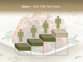 Pile Of Barbecued Chicken Kebab Appetizers On A Plate PowerPoint Template