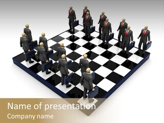 3D Illustration Of Businessmen Competition On Chessboard PowerPoint Template