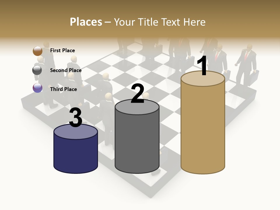 3D Illustration Of Businessmen Competition On Chessboard PowerPoint Template