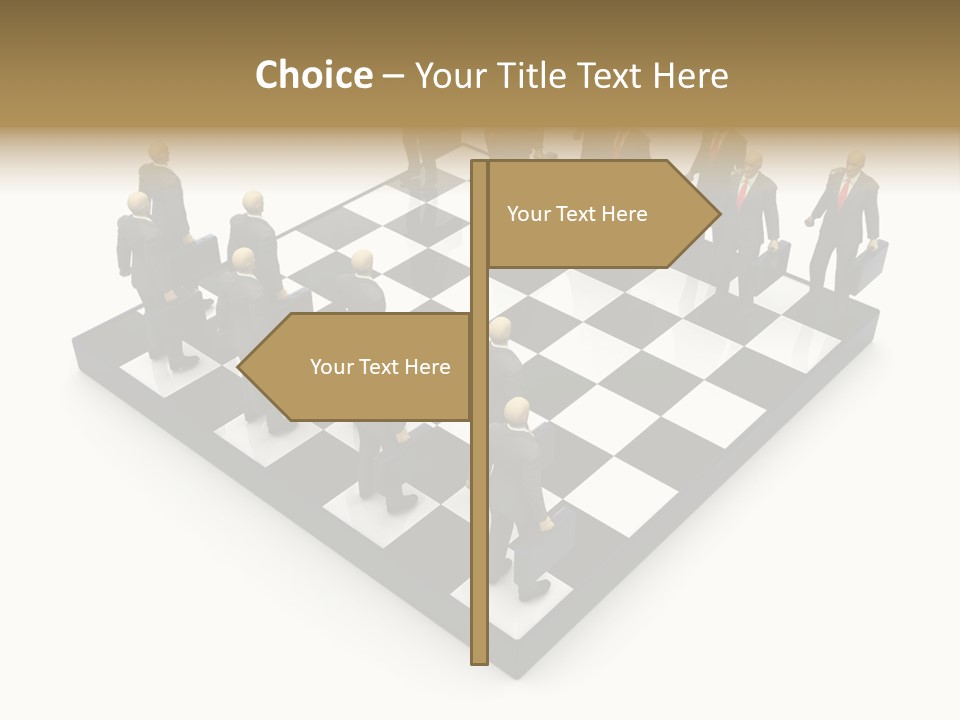 3D Illustration Of Businessmen Competition On Chessboard PowerPoint Template
