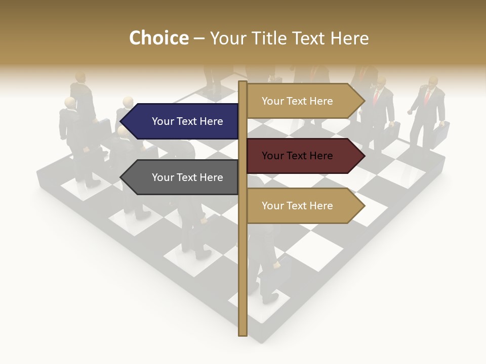 3D Illustration Of Businessmen Competition On Chessboard PowerPoint Template