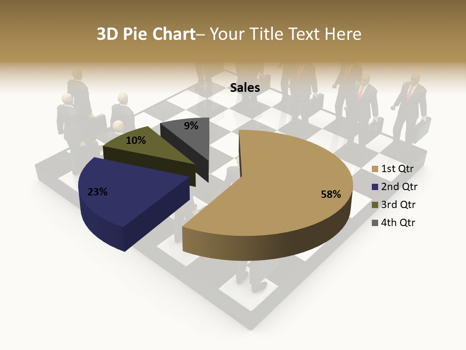 3D Illustration Of Businessmen Competition On Chessboard PowerPoint Template