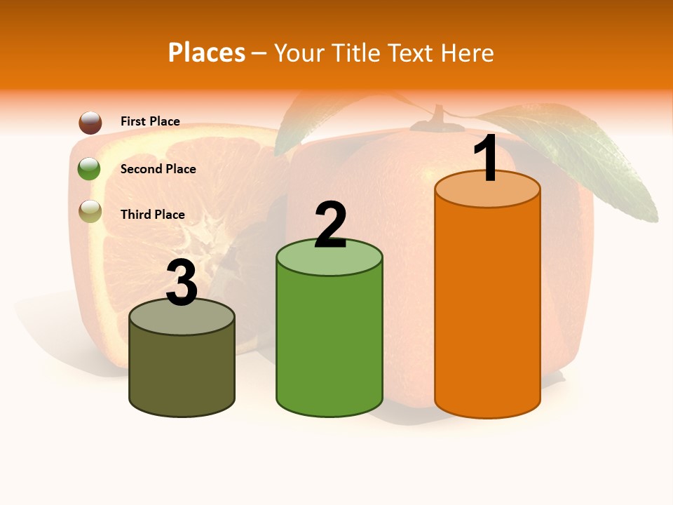 3D Rendering Of A Cubic Orange Fruit And A Half PowerPoint Template