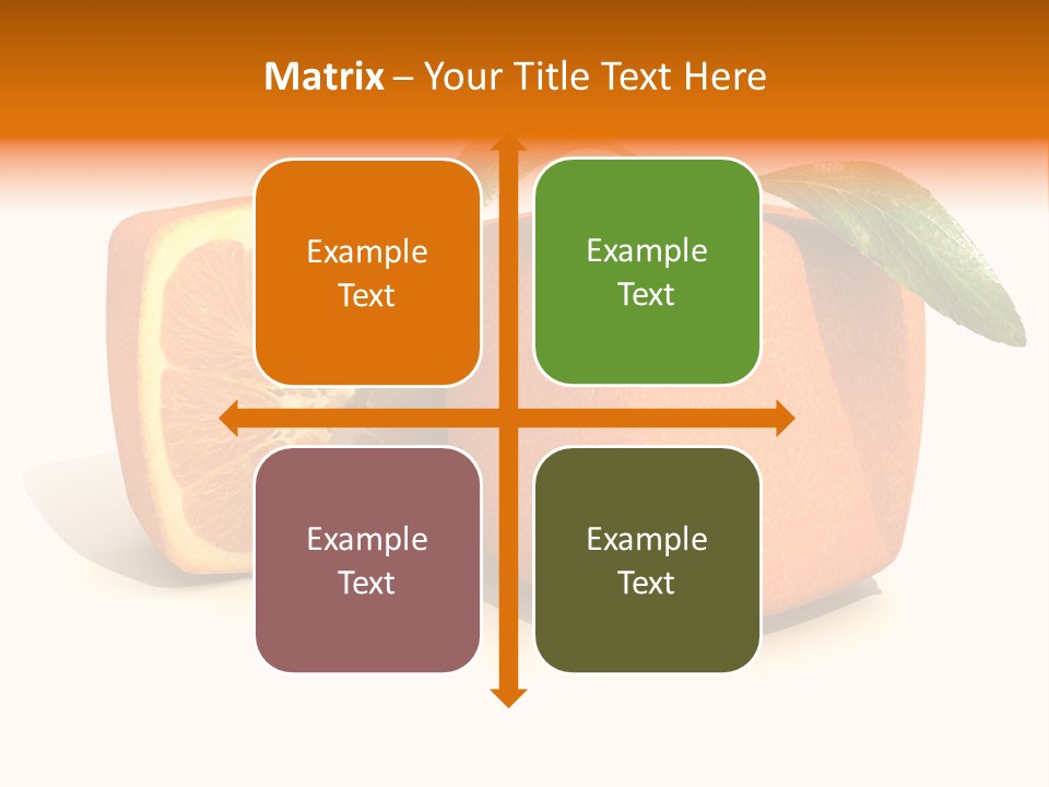 3D Rendering Of A Cubic Orange Fruit And A Half PowerPoint Template