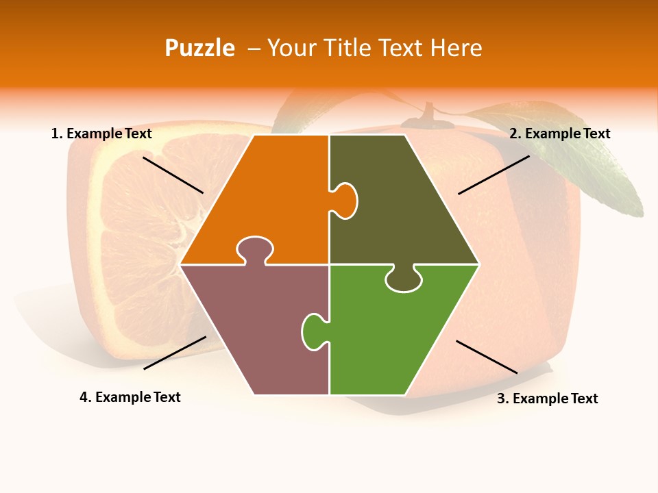 3D Rendering Of A Cubic Orange Fruit And A Half PowerPoint Template