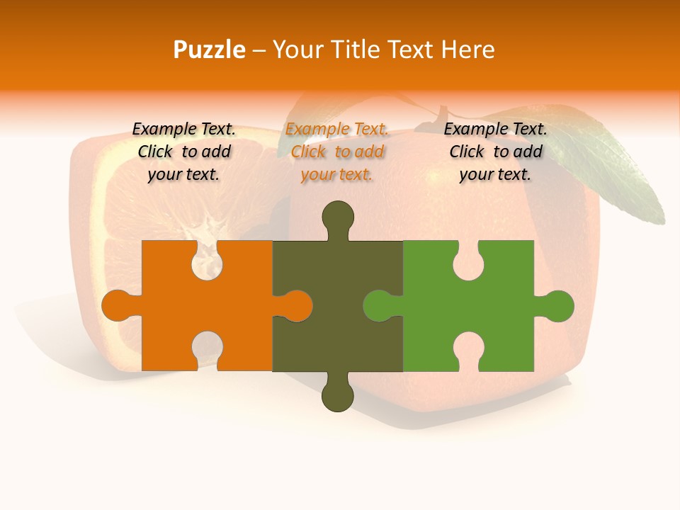 3D Rendering Of A Cubic Orange Fruit And A Half PowerPoint Template