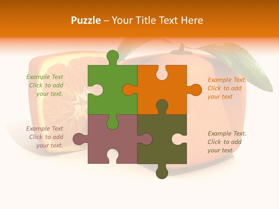 3D Rendering Of A Cubic Orange Fruit And A Half PowerPoint Template