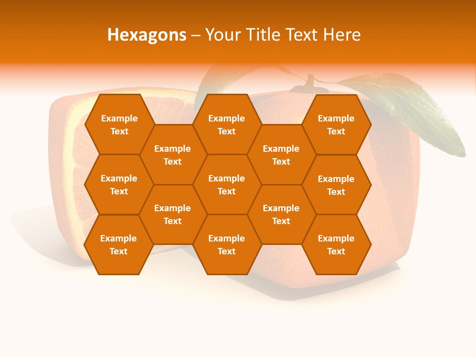 3D Rendering Of A Cubic Orange Fruit And A Half PowerPoint Template