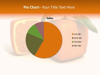 3D Rendering Of A Cubic Orange Fruit And A Half PowerPoint Template