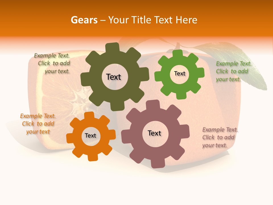 3D Rendering Of A Cubic Orange Fruit And A Half PowerPoint Template