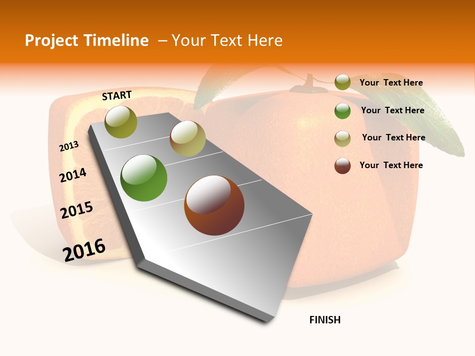 3D Rendering Of A Cubic Orange Fruit And A Half PowerPoint Template