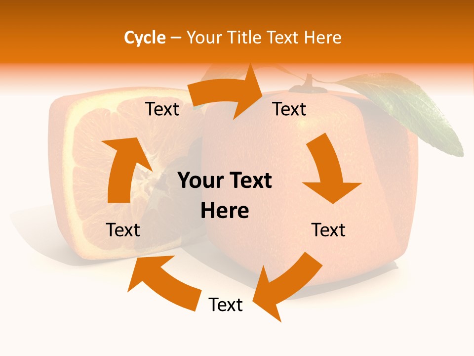 3D Rendering Of A Cubic Orange Fruit And A Half PowerPoint Template