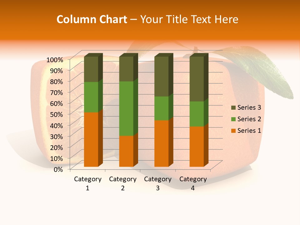 3D Rendering Of A Cubic Orange Fruit And A Half PowerPoint Template