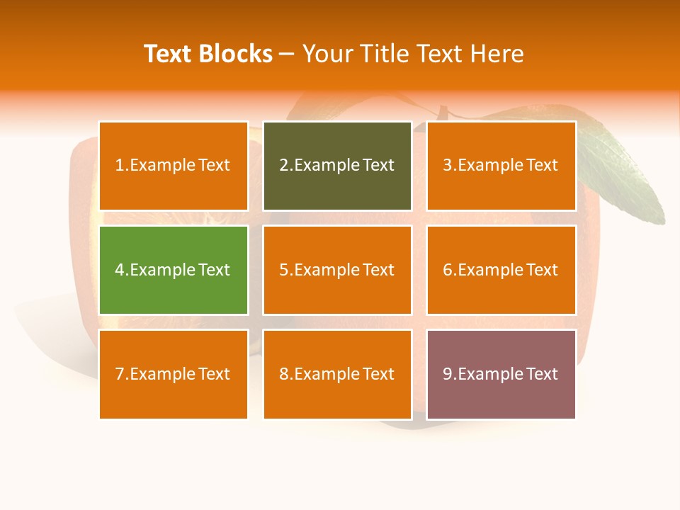 3D Rendering Of A Cubic Orange Fruit And A Half PowerPoint Template