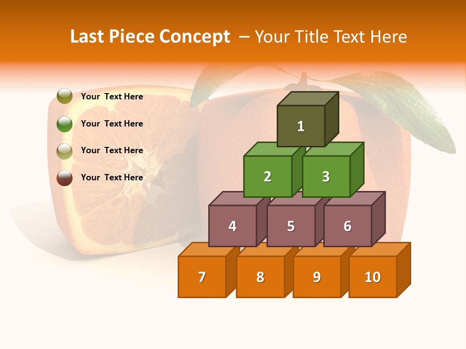3D Rendering Of A Cubic Orange Fruit And A Half PowerPoint Template