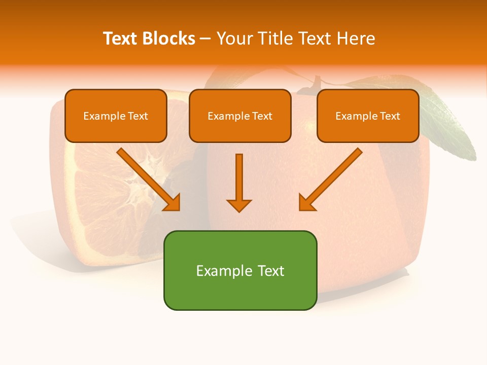 3D Rendering Of A Cubic Orange Fruit And A Half PowerPoint Template