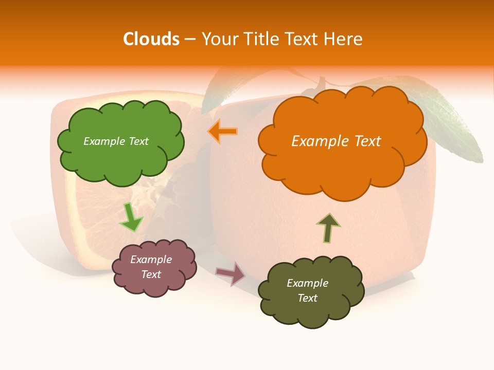 3D Rendering Of A Cubic Orange Fruit And A Half PowerPoint Template