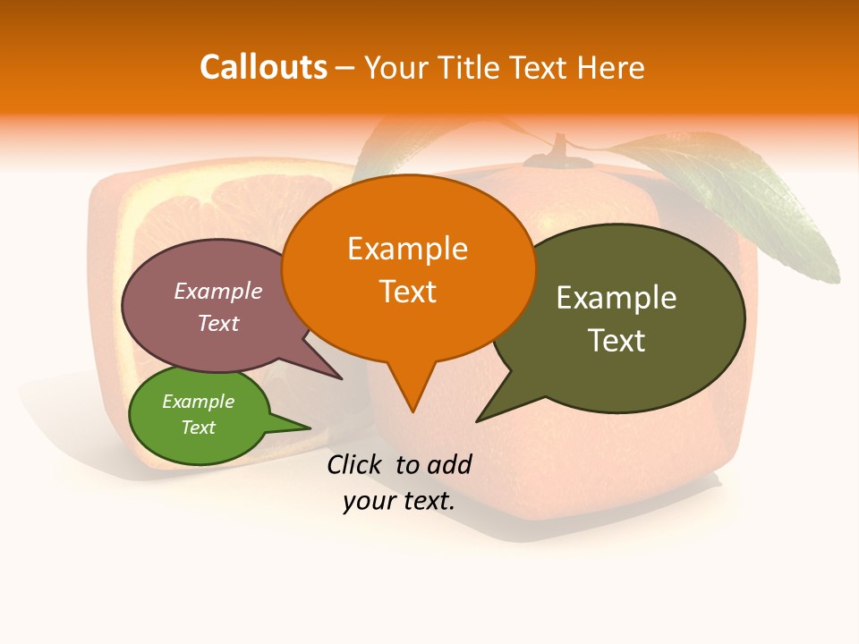 3D Rendering Of A Cubic Orange Fruit And A Half PowerPoint Template