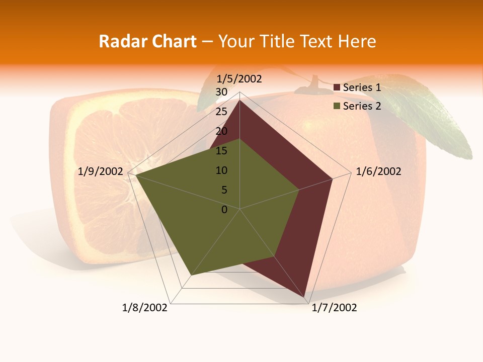 3D Rendering Of A Cubic Orange Fruit And A Half PowerPoint Template
