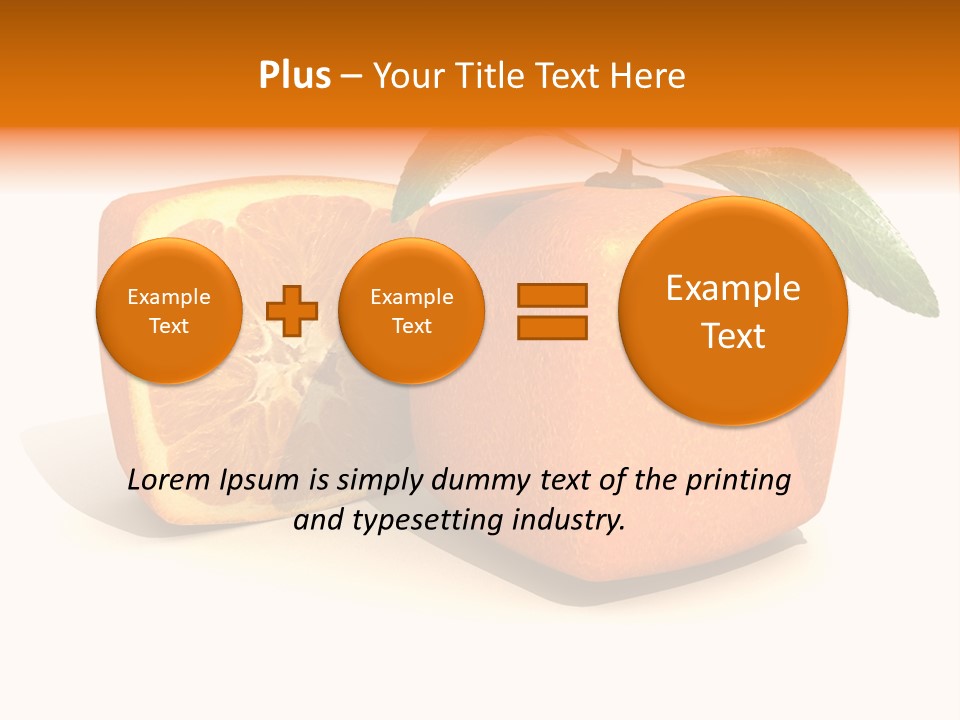 3D Rendering Of A Cubic Orange Fruit And A Half PowerPoint Template