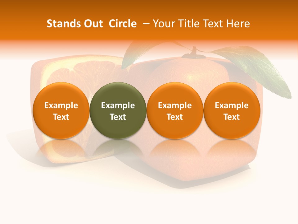 3D Rendering Of A Cubic Orange Fruit And A Half PowerPoint Template