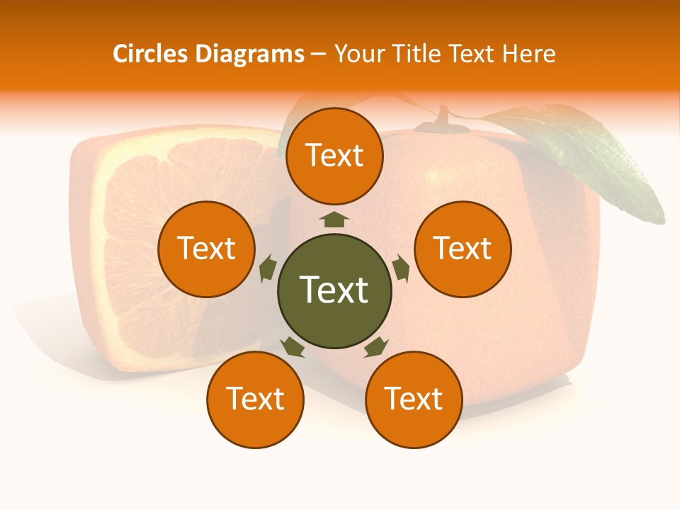 3D Rendering Of A Cubic Orange Fruit And A Half PowerPoint Template