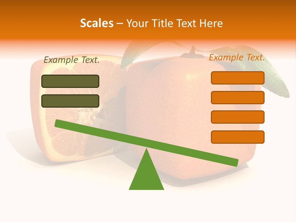 3D Rendering Of A Cubic Orange Fruit And A Half PowerPoint Template