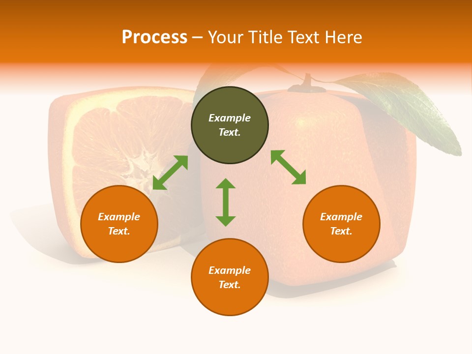 3D Rendering Of A Cubic Orange Fruit And A Half PowerPoint Template