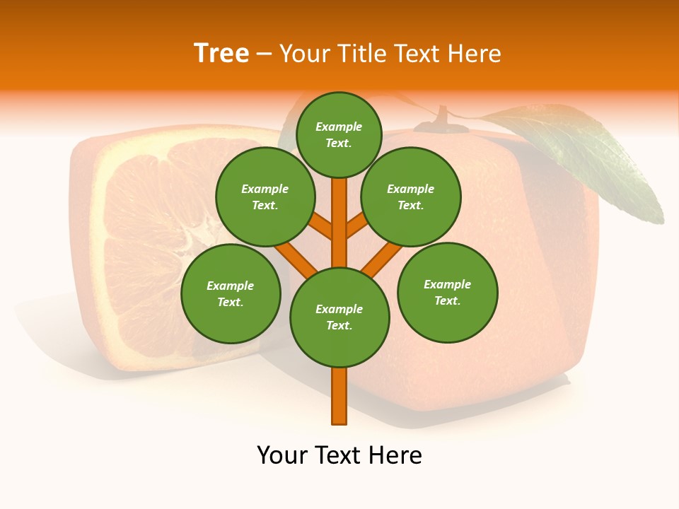 3D Rendering Of A Cubic Orange Fruit And A Half PowerPoint Template