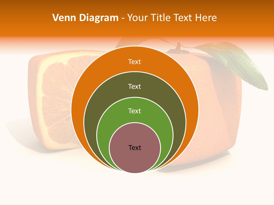 3D Rendering Of A Cubic Orange Fruit And A Half PowerPoint Template