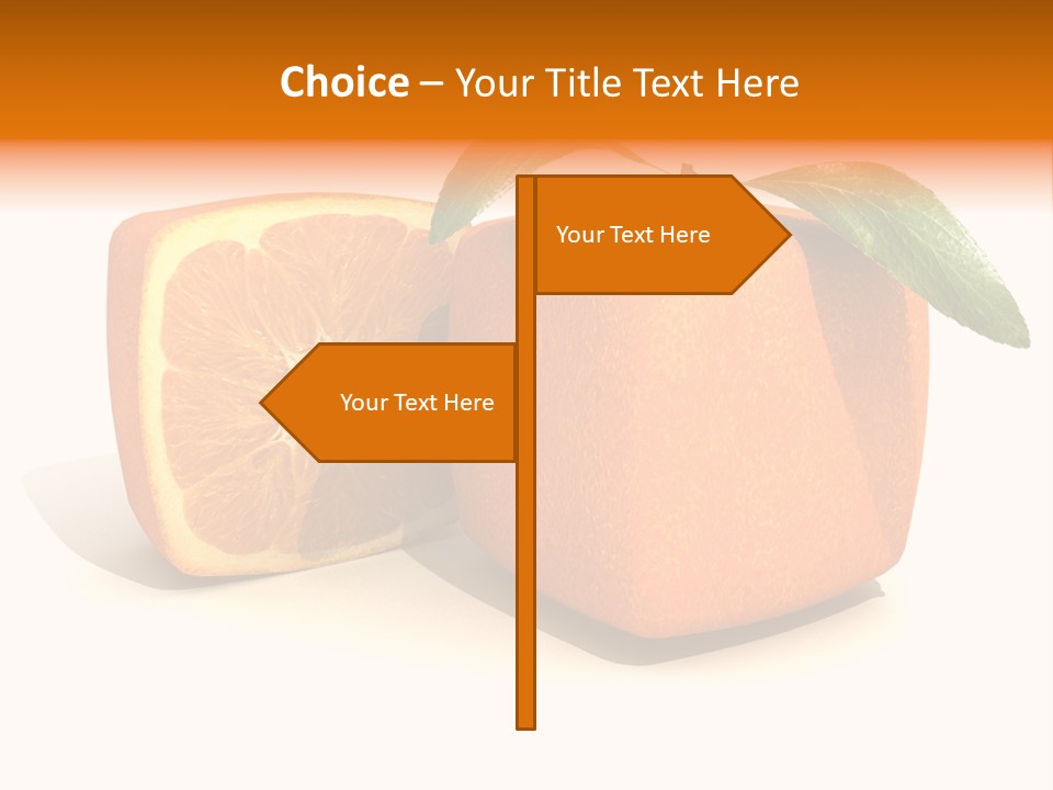 3D Rendering Of A Cubic Orange Fruit And A Half PowerPoint Template