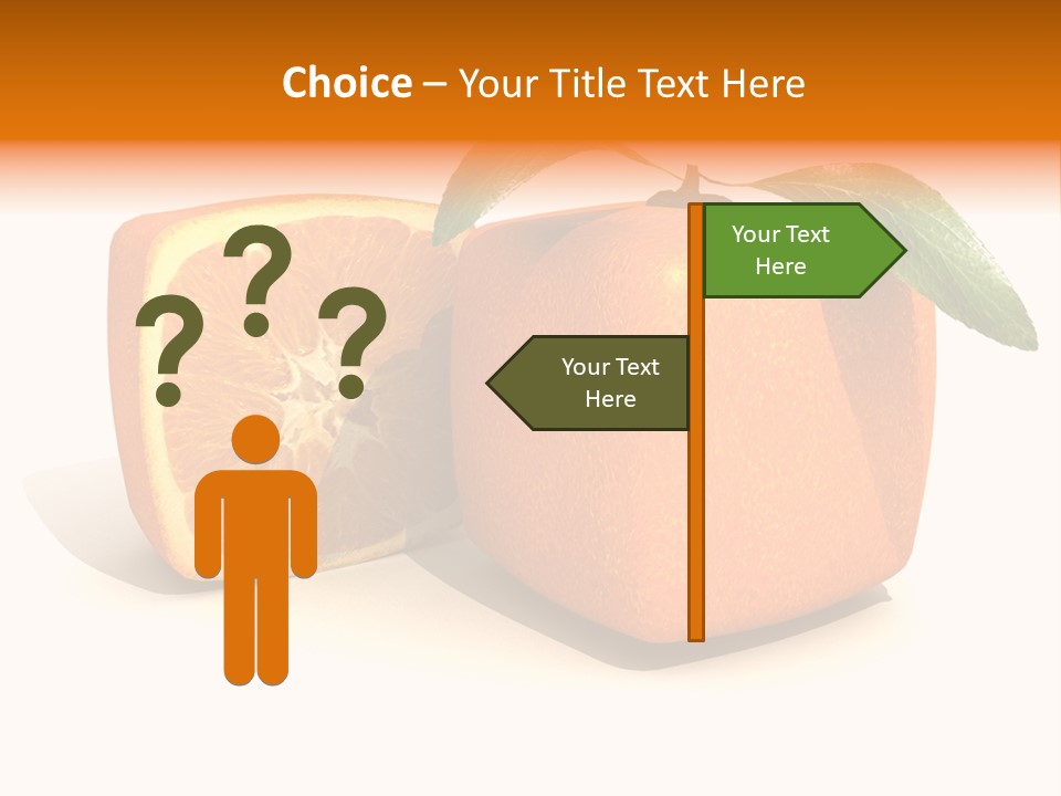 3D Rendering Of A Cubic Orange Fruit And A Half PowerPoint Template