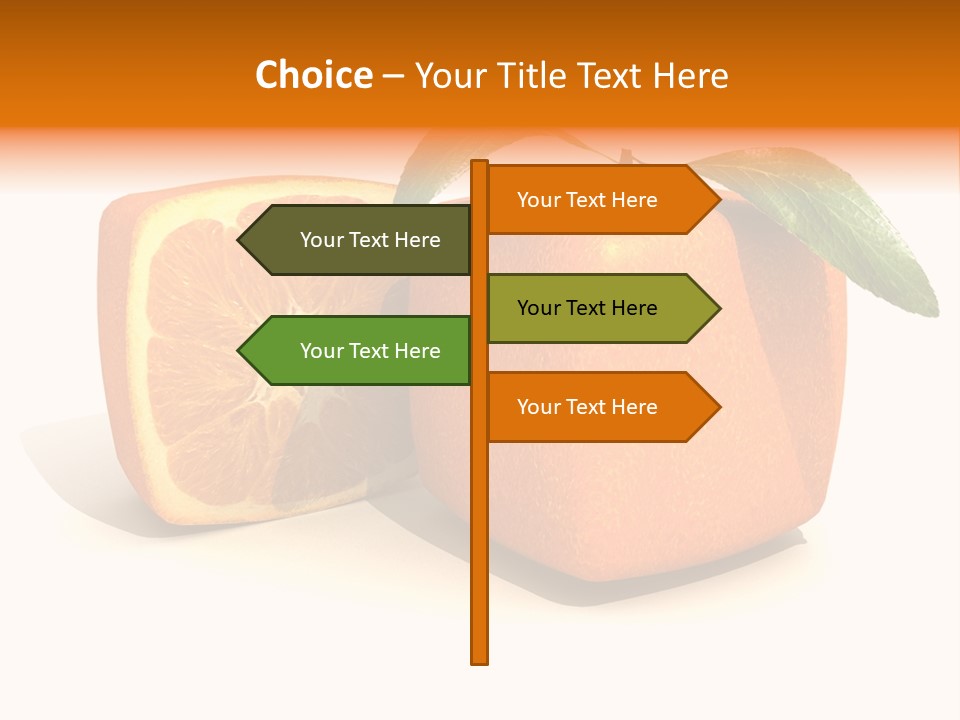 3D Rendering Of A Cubic Orange Fruit And A Half PowerPoint Template