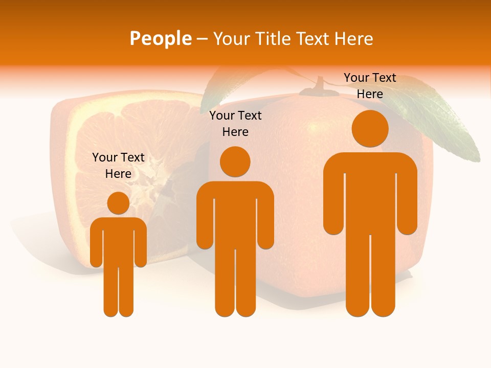 3D Rendering Of A Cubic Orange Fruit And A Half PowerPoint Template