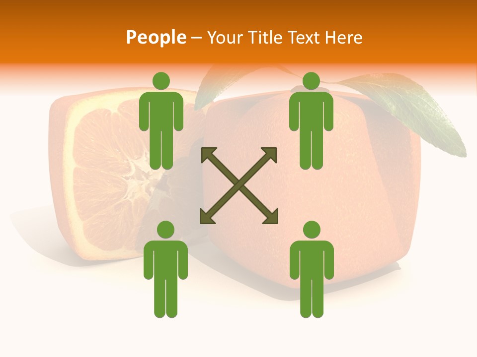 3D Rendering Of A Cubic Orange Fruit And A Half PowerPoint Template