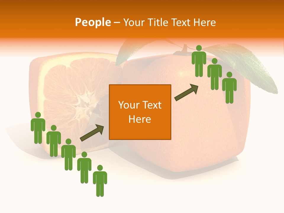 3D Rendering Of A Cubic Orange Fruit And A Half PowerPoint Template