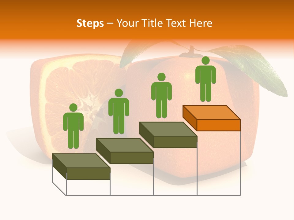 3D Rendering Of A Cubic Orange Fruit And A Half PowerPoint Template
