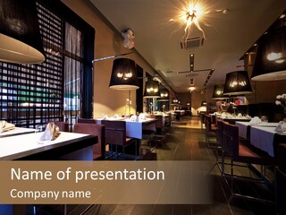 Interior Of Modern Restaurant PowerPoint Template