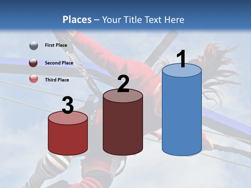 Young Teenager Jumping On The Trampoline (Bungee Jumping). PowerPoint Template