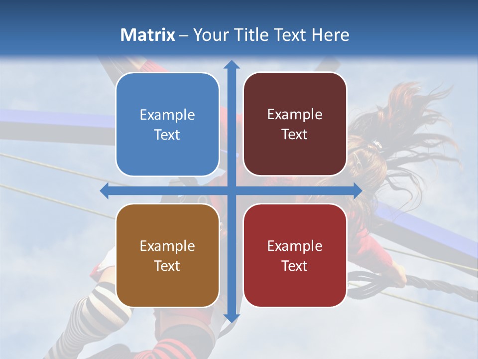 Young Teenager Jumping On The Trampoline (Bungee Jumping). PowerPoint Template